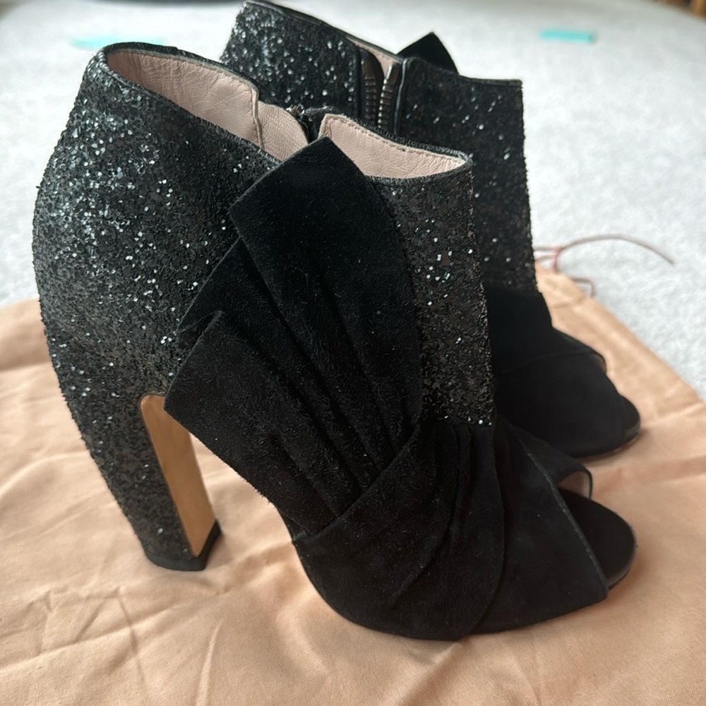 Miu Miu Glitter Bootie 36.5, Black